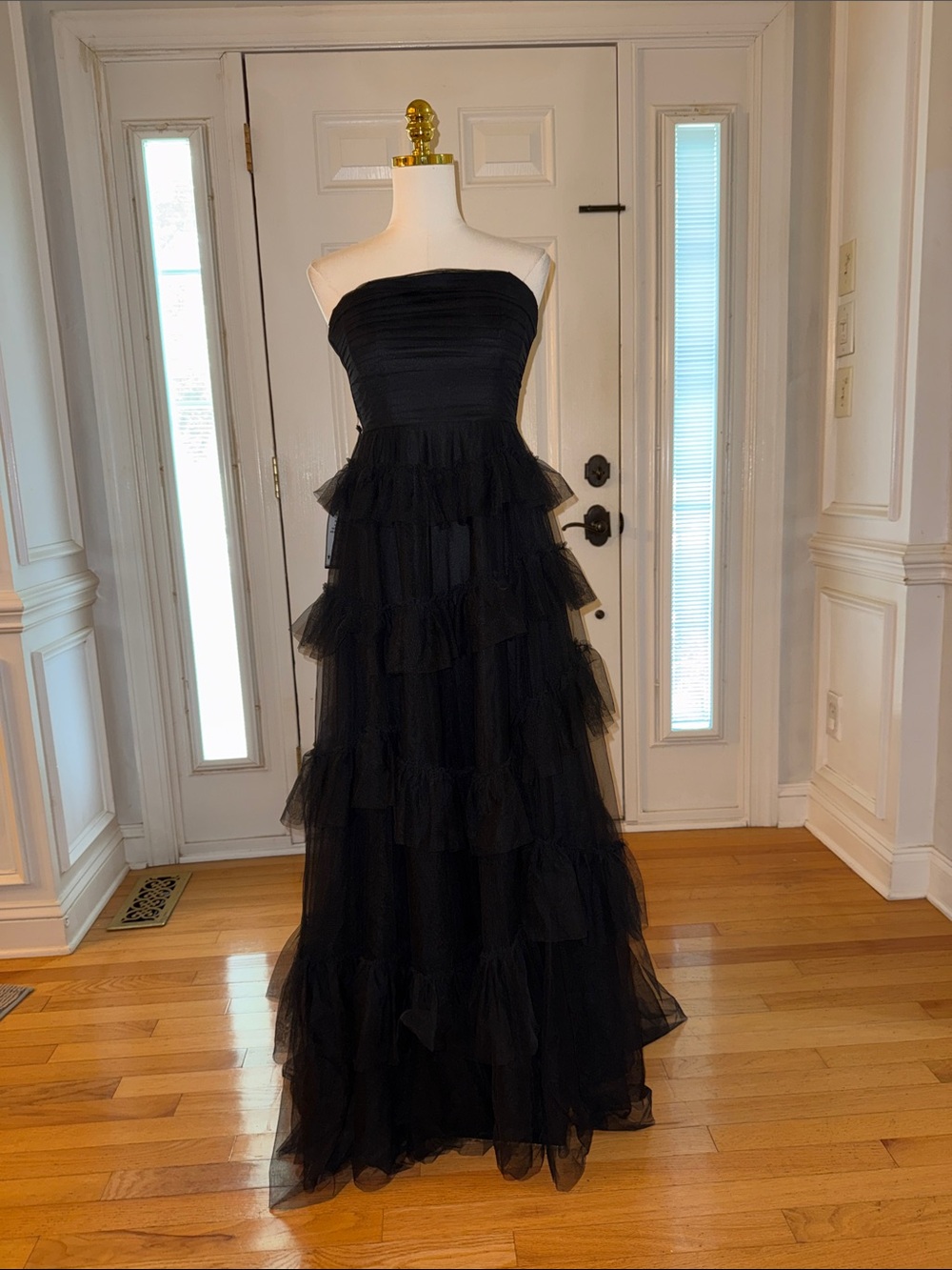 City Studio Strapless Black Tiered Tulle Gown